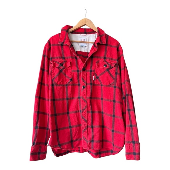TOPO DESIGNS Field Shirt Plaid in Black/Red Size XL - Picture 1 of 7